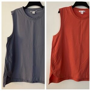 2 Athleta Effortless Cotton Tanks Blue & Orange L